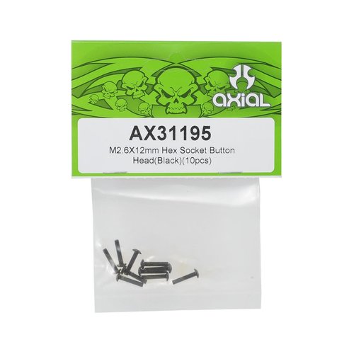 Axial Racing AX31195 M2.6x12mm Hex Socket Button Head (Black) (10pcs)