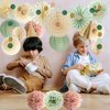 Sage Green and Pink Party Decorations Sage Green Party Decor Sage Pink Cream Paper Pom Poms Paper Fans Cicle Dots Garland for Women Girls Birthday Baby Shower Bridal Shower Wedding Party Decor