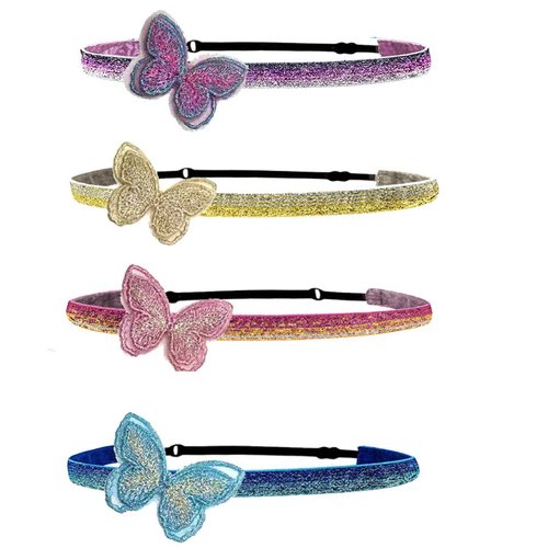 YOVECATHOU 6 Pcs Glitter Butterfly Headbands Elastic Sparkly Sequin Headband For Teen Girl Women Party Favors