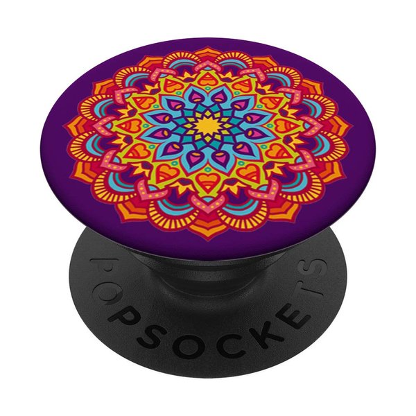 Sassy Southern Charm & Grace Zen Mindful Meditation Mandala Fire on Purple PopSockets Stand for Smar