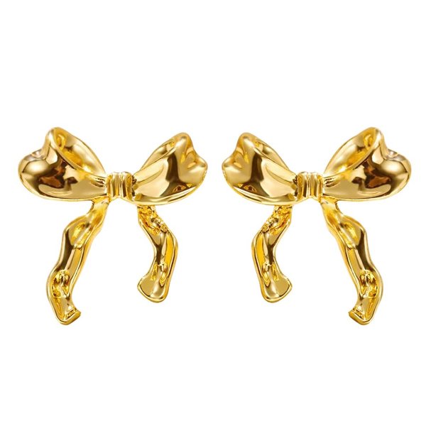 Gold Bow Earrings for Women Classic Ribbon Bow Stud Earrings Cute Bowknot Earrings Gift