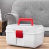 MyGift 10 Inch Multipurpose Portable White Plastic Storage Box with Removable Tray, Clear Lid and and Red Handle and Latch Lock, Home First Aid Storage Tool Box Sewing Kit Organizer Carrying Case