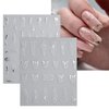 Silver Marble Line Nail Stickers, 16 Sheets Self-Adhesive Nail Decal Nail Art Decoration Design Supplies