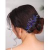 Teyglen Rhinestone Wedding Headpieces Bridal Purple Crystal Hair Comb Hair Accessories for Bride Handmade Red Black Blue Hair Pieces for Women Girls