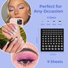 DIVAWOO 9 Sheets Bindi Dots Face Gems Face Jewels-Crystal Rainbow Heart Pearl Rhinestones For Women Eye Makeup Festival Accessory Nail Art Decoration