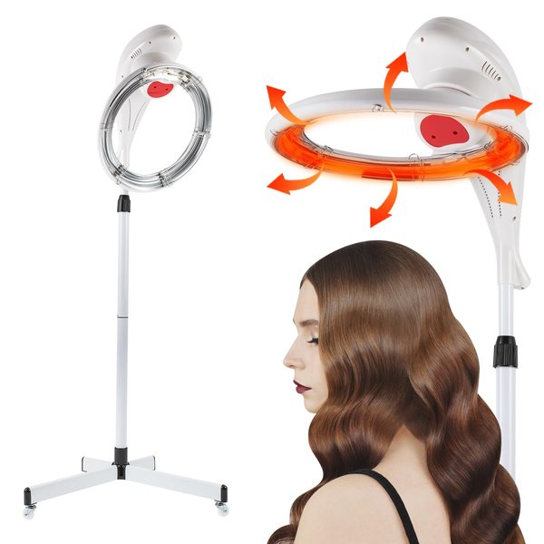 Professional Hair Dryer 950W Adjustable Height Hair Dryer for Home Salon with Stand 80℃/176℉ Temperature Control 360 Degree Rotation for Beauty Salon or Home Use, White