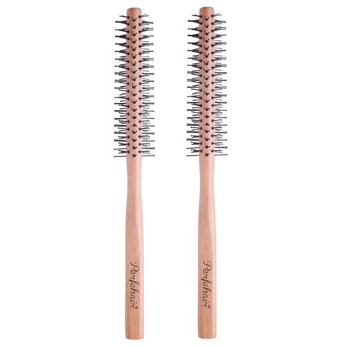 PERFEHAIR Small Round Hair Brush-2-Pack, 1 Inch Mini Barrel Roller Styling Hairbrush for Short, Thin Hair & Beard Blow Drying, Both for Men & Women
