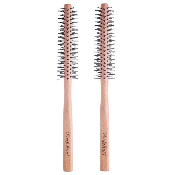 PERFEHAIR Small Round Hair Brush-2-Pack, 1 Inch Mini Barrel Roller Styling Hairbrush for Short, Thin Hair & Beard Blow Drying, Both for Men & Women
