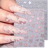8pcs 3D Bronzing Flower Leaf Nail Art Stickers Metallic Flower Nail Decals Floral Nail Stickers for Nail Art Supplies Rose Gold Silver Petal Leaves Flower Stickers for Girls Women Nail Decor Supplies