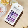 24 Pcs Press on Nails Long, Violet Fake Purple Full Cover False Nails with Rhinestone Designs Extra Long Glue on Nails Acrylic Nails for Women and Girls