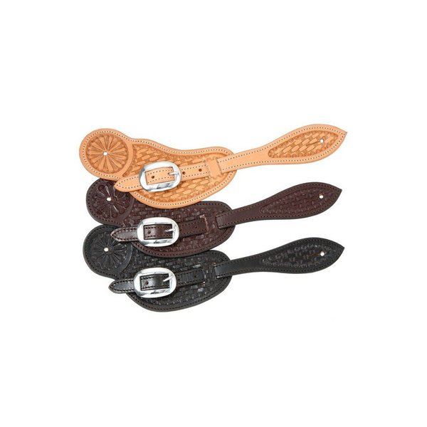 Royal King Basket Stamp Spur Strap (Dark Oil)