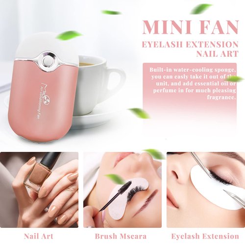 GreenLife® Eyelash dryer Bladeless Handheld Mini Cooling Fan Air Conditioning Blower for Eyelash Extension (Rose), USB Rechargeable Portable
