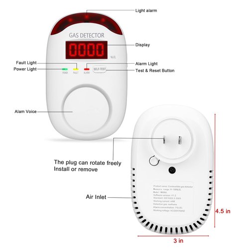 3 Packs Natural Gas Detector - Gas Leak Detector for Home,RV, Gas Detectors for Home Natural Gas,Combustible Gas Detector for LNG, LPG,Propane,Methane.