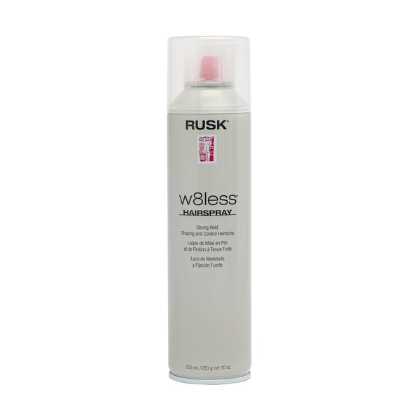 RUSK Designer Collection W8less Strong Hold Shaping and Control Hairspray, Provides Natural, Long-Lasting, Touchable Support, Texture and Maximum Shine, 10 Oz (Pack of 1), Transparent