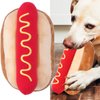 HEEPDD Squeaky Dog Toys, Hot Dog Shape Stuffed Toys Puppy Chew Toys Dog Plush Toys Teeth Cleaning Interactive Toy for Small Medium Dogs