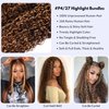 Honey Blonde Water Wave Bundles Human Hair 20 Inch, Soft & Shed-free P4/27 Ombre Piano Color Curly Brown And Blonde Highlight Weave Human Hair Bundles Wet and Wavy 10A 100% Virgin Hair Single Bundle