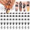 WOKOTO 50pcs 3D Black Metal Nail Charms For Nail Art 3d Halloween Charms For Acrylic Nails Black Spider Snake Skull Hand Alloy Nail Jewelrys For Women Girls Halloween Holiday Nail Gems Accessories