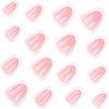 OCOUYVD Pink Almond Shaped Press on Nails Short French Tips Fake Nails Glue on Nails Pink White Glossy Reusable Full Cover Acrylic Nails Almond Stick on Nails for Women Nails Art Decorations