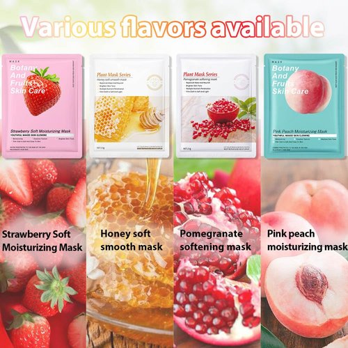 Kaely 10 Pack Variety Sheet Masks,Spa Face Masks for Kids Skin Care,Facial Mask Skincare Set Korean,Moisturize,Brighten,Nourish for All Skin Types,Birthday Gifts for Women Men Boys Girls,Set02