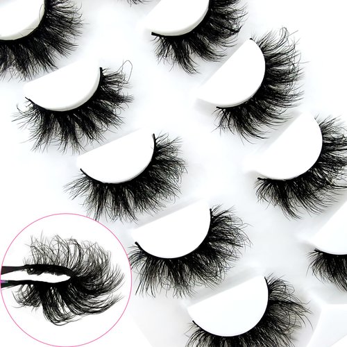 Mink Lashes Flu-ffy Lashes 20mm Long Flu-ffy False Eyelashes 3D Volume Curly Dramatic Fake Eyelashes Thick Full Lashes 5 Pairs Pack(5W-TB03)