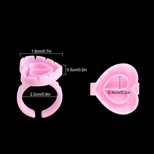 NXJ INFILILA Glue Rings for Eyelash Extensions, 100PCS Disposable Rings for Lashes, Lovely Heart Shape Lash Fan Blossom Glue Cups Lash Extension Supplies Lash Supplies for Eyelash Extensions