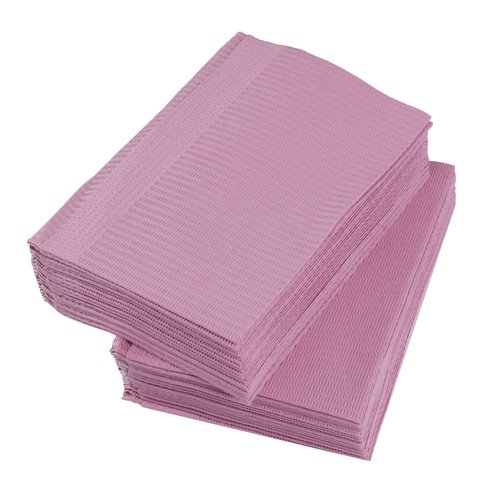 13" x 18" Dental Bibs Disposable Pack of 125,Soft and Waterproof Dentist Bibs for Medical Patients Dental Tray Covers,Tattoo Bib Sheet and Nail Table Cover Supplies (Pink)