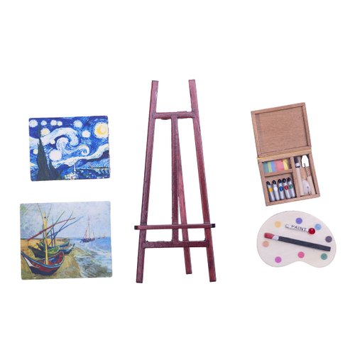 Fateanuki Doll House Accessory Starry Sky -Small Boat Easel Miniature Dollhouse Toy Balcony Patio Furnitures Decoration Accessories 1 12 Scale