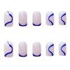 DANMANR Square Press on Nails Short Fake Nails French Acrylic Full Cover False Nails for Women and Girls 24PCS (Blue)