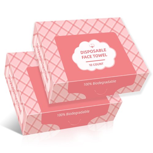 Disposable Face Towels 10"×12" Lint-Free Clean Towel Makeup Remover Dry Wipes Biodegradable Face Towelette for All Skin, Makeup Removing, Cleansing, Nursing, Travel (20 COUNT)