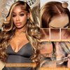Ureko Ombre Lace Front Wig Human Hair SKINLIKE Real HD Lace Front Wigs Body Wave Wig Pre Plucked P4/27 Highlight Wigs Human Hair 13x4 Frontal Wigs Human Hair For Women 20Inch,200% Density