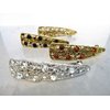 Generic Art deco blue silver amber gold flower crystal hair clip barrette (Primary color: Blue), 1 Count (Pack of 1)