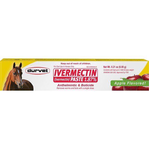 Durvet/EQUINE 698454 Ivermectin Paste 1.87% Bulk for Horses Apple, 6.08 gm