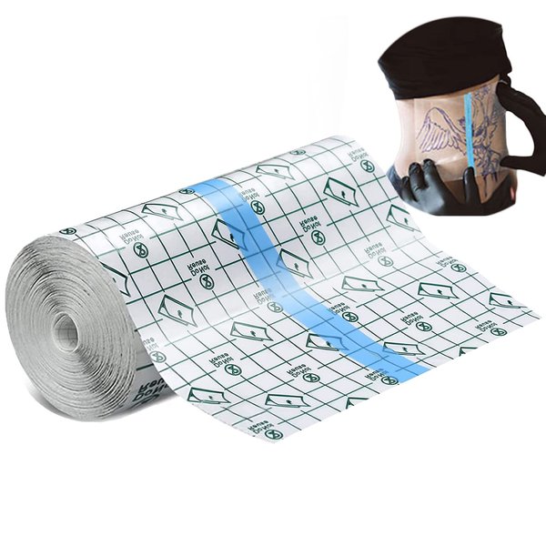 GJX Tattoo Aftercare Bandage 6 In x 2.2 Yd Transparent Film for Tattoo Second Skin Healing Wrap Tattoo Cover Up Bandages Tape Tattoo Supplies Tattoo Bandage Roll