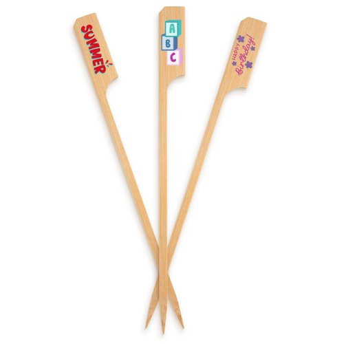 8" Custom Double-Wide Bamboo Paddle Picks – Personalized Full-Color Food Picks – Extra-Long Eco-Friendly Skewers for Catering Displays, Appetizers & Events – 50 Pack