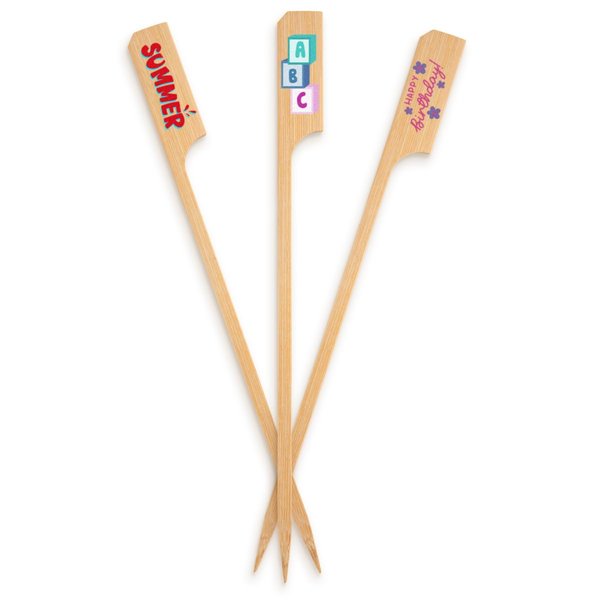 8" Custom Double-Wide Bamboo Paddle Picks – Personalized Full-Color Food Picks – Extra-Long Eco-Friendly Skewers for Catering Displays, Appetizers & Events – 50 Pack