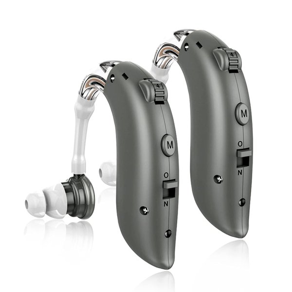 Hearing Aids, Onebridge Hearing Aids for Seniors Rechargeable Hearing Amplifier with Noise Cancelling for Adults Hearing Loss, Digital Ear Hearing Assist Devices with Volume Control(Gray)