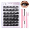 DIY Eyelash Extensions Kit - 280 Pcs Mix False Eyelashes, 8-16mm Individual Lashes Volume Lash Clusters Lash Extensions with with Lash Adhesive and Sealed Lash Tweezers Natural Eye Makeup, 50P/Dense
