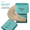 YoungSee Weft Real Human Hair Extensions, Blonde Highlight Soft Weft Extensions Human Hair Warm Ash Blonde Highlights Bleach Blonde Sew in Extensions Hair Extensions Weft 16Inch 100G