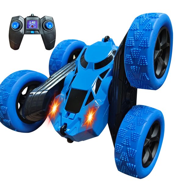 Veilxty Remote Control Car Stunt RC Cars, 2.4 GHz 4WD RC Vehicle Toy Off-Road Remote Control Car, Double-Sided Driving 360-degree Flips Rotating, Best Gift for Kids and Teens (Blue)