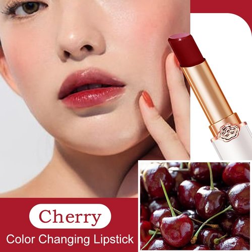 Kaely 2Pcs Magic Black Red Cherry Color Changing Lipstick,Tinted Lip Balm PH Lipstick,Korean Lip Tint Stain Matte,Lips Color Change Makeup Long Lasting Waterproof,labiales magicos 24 horas originales