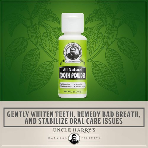 Uncle Harry's Remineralizing Tooth Powder | All Natural Enamel Support & Whitening Toothpaste for Sensitive Teeth | Powder Toothpaste for Fresh Breath
