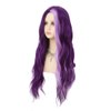 Dai Cloud Dark Purple Wavy Long Wigs for Women Natural Curly Middle Part with Light Purple Highlight Hair Heat Resistant Synthetic Wig for Halloween Cosplay Use