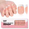 GAOY French Gel Nail Tips, 240Pcs Press on Nails Clear Light Pink Short Square Gel X Nail Tips, Pre-applied Tip Primer and Base Coat Cover, 15 Sizes Pre-filed Fake Nail Tips for Nail Extension