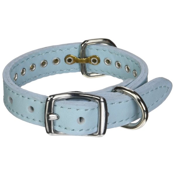 OmniPet 6087-BBL10 Signature Leather Crystal and Leather Dog Collar, 10", Baby Blue
