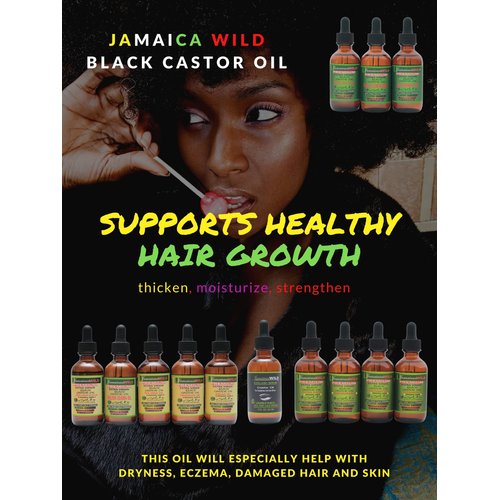 Jamaican wild Premium | Extra Virgin Black Castor Oil with Extra Virgin Olive Oil | Original Dark | 100% Pure Cold Pressed | All Natural Ingredients | Moisture & Growth - 2 Fl oz