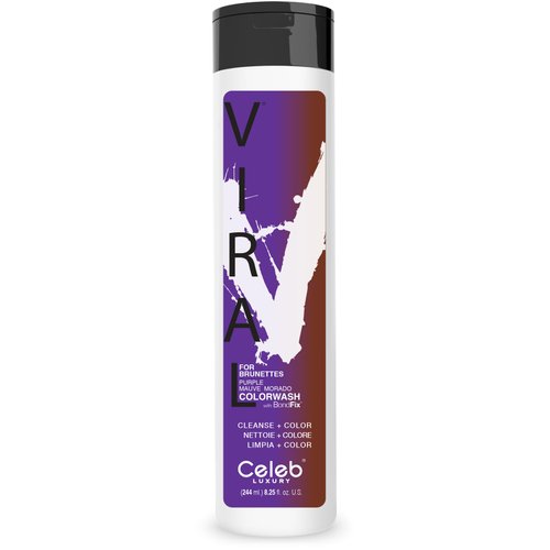 Celeb Luxury Purple Hair Color Depositing Colorwash Shampoo for Brunettes + Bondfix Bond Rebuilder, Semi Permanent Hair Color, Vegan Hair Dye