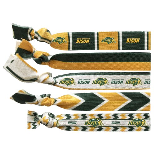 Littlearth womens NCAA North Dakota State Bison Knotted Hair Tie Set, Team Color, Set of 5