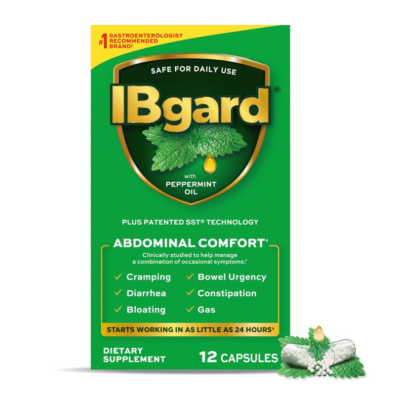 IBgard Gut Health Supplement, Peppermint Oil Capsules for Abdominal Comfort, 12 Capsules (Packagi...
