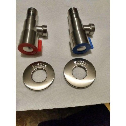 1 set of Shut Off Water Angle Stop Valve for Faucet and Toilet,Wall Mounted,G1/2