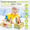 Jollybaby Mystery Tissue Box Toy for Baby 0-6-12 Month with Tummy Time Mirror Toy, Montessori Sensory Learning Toy for 1 Year Old Infant with Teether Crinkle Paper, High Contrast Toy for Newborn Gift